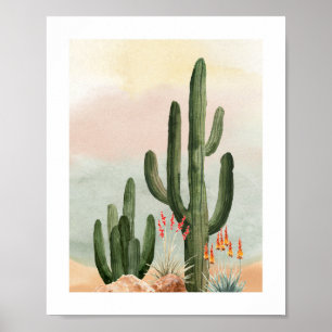 Wasserfarbe Saguaro Cactus Kinderzimmer Poster