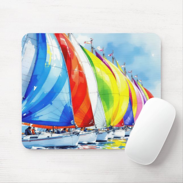 Wasserfarbe Sailboat Rennen Mousepad (Mit Mouse)