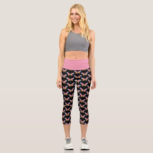 Wasserfarbe Schmetterling Capri Leggings (Vorderseite)