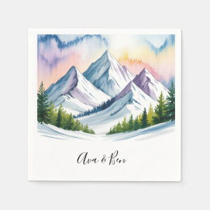 Wasserfarbe Schneeberg Landschaft Hochzeit Serviette