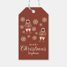 Wasserfarbe Schneeflocken Terracotta Mops Dog Weih Geschenkanhänger