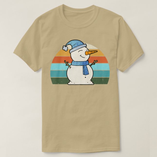 Wasserfarbe Schneemann Weihnachtsbaum Lichter Xma T-Shirt (Design vorne)
