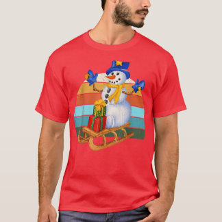 Wasserfarbe Schneemann Weihnachtsbaum Lichter Xma T-Shirt