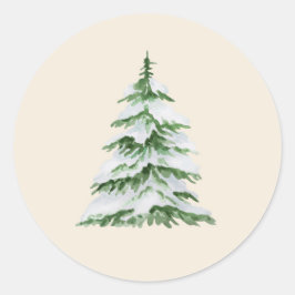 Wasserfarbe Schneeweihnachtsbaum Runder Aufkleber