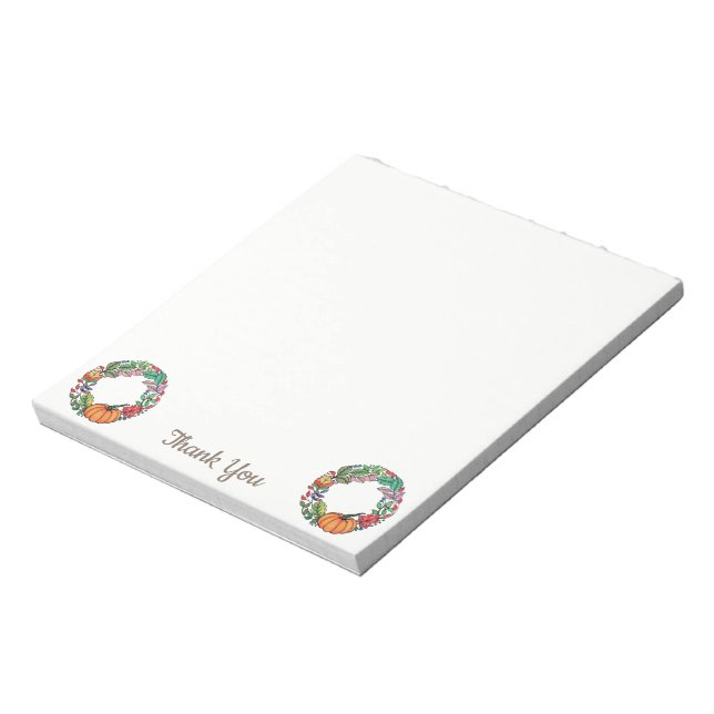 Wasserfarbe Schöner Kürbiskranz mit Blätter Notizblock (Rotiert)