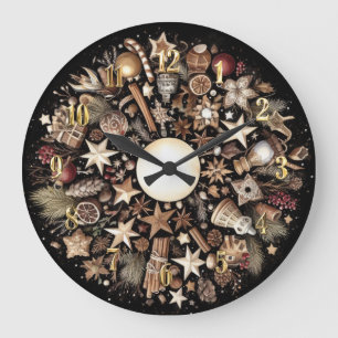 Wasserfarbe Schwarz Rustikale Weihnachtsmotive Url Große Wanduhr
