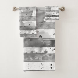 Wasserfarbe Schwarz und Weiß Streifen Badhandtuch Set