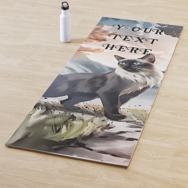 Wasserfarbe Schwarz und Weiße Flusskatze in der Na Yogamatte (Beispiel)