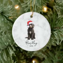 Wasserfarbe Schwarz/Weiß Tuxedo Goldendoodle Keramik Ornament