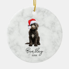 Wasserfarbe Schwarz/Weiß Tuxedo Goldendoodle Keramik Ornament