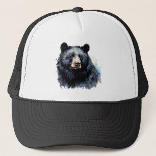 Wasserfarbe Schwarzer Bär Natur Truckerkappe
