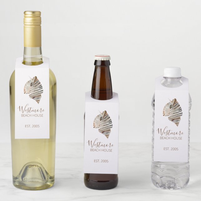 Wasserfarbe Seashell Beach House Flaschenanhänger (Beispiel)