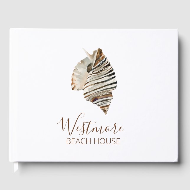Wasserfarbe Seashell Beach House Gästebuch (Vorderseite)