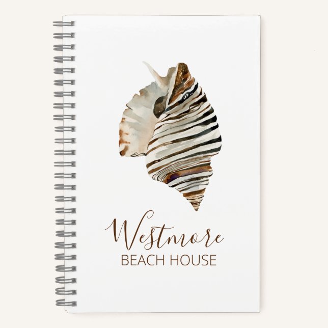 Wasserfarbe Seashell Beach House Notizbuch (Vorderseite)