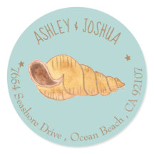 Wasserfarbe Seashell Blue Rücksendeadresse Sticker