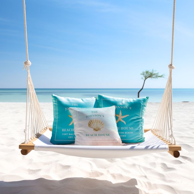 Wasserfarbe Seashell Custom Monogram Beach House Kissen (Von Creator hochgeladen)