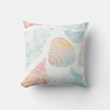 Wasserfarbe Seashell Throw Kissen