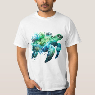 Wasserfarbe Seashell Turtle T-Shirt