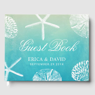 Wasserfarbe Seashells Beach Hochzeit Gästebuch