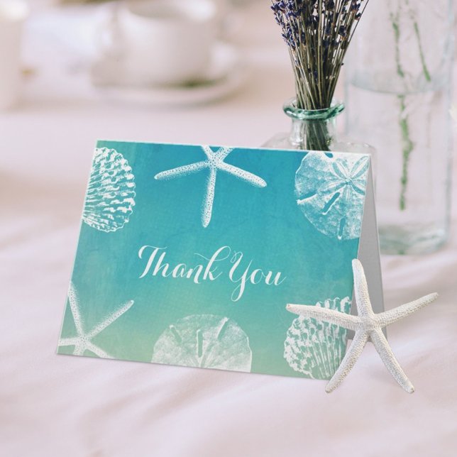 Wasserfarbe Seashells Beach WeddingVielen Dank Dankeskarte (Von Creator hochgeladen)