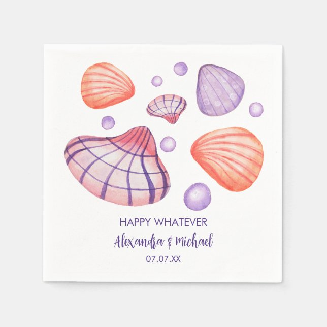 Wasserfarbe Seashells Paper Napkins Serviette (Vorderseite)