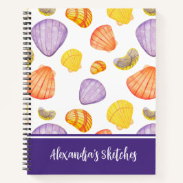 Wasserfarbe Seashells Sketchbook Notebook mit Name Notizbuch