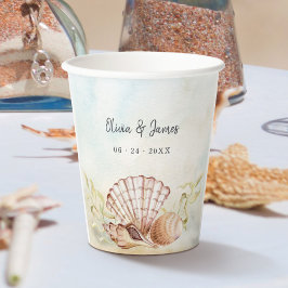 Wasserfarbe Seashells Tropical Beach Hochzeit Pappbecher