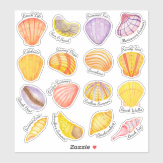 Wasserfarbe Seashells Vinyl Stickers Aufkleber