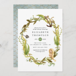 Wasserfarbe Seealgen Meerjungfrau Brautparty Einladung