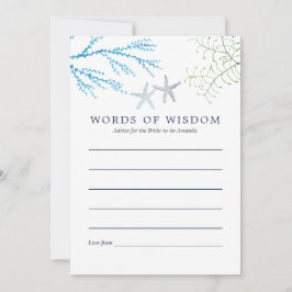 Wasserfarbe Seealgen Strand Themed Bridal Beratung Hinweiskarte