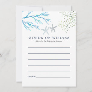 Wasserfarbe Seealgen Strand Themed Bridal Beratung Hinweiskarte