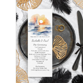 Wasserfarbe Segelboot Sonnenuntergang Seascape Hoc