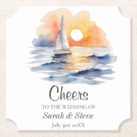 Wasserfarbe Segelboot Sonnenuntergang Seascape Hoc