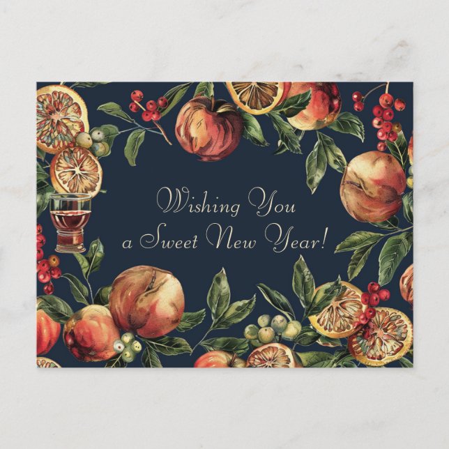 Wasserfarbe Shana Tova - blau & gelb Postkarte (Vorderseite)