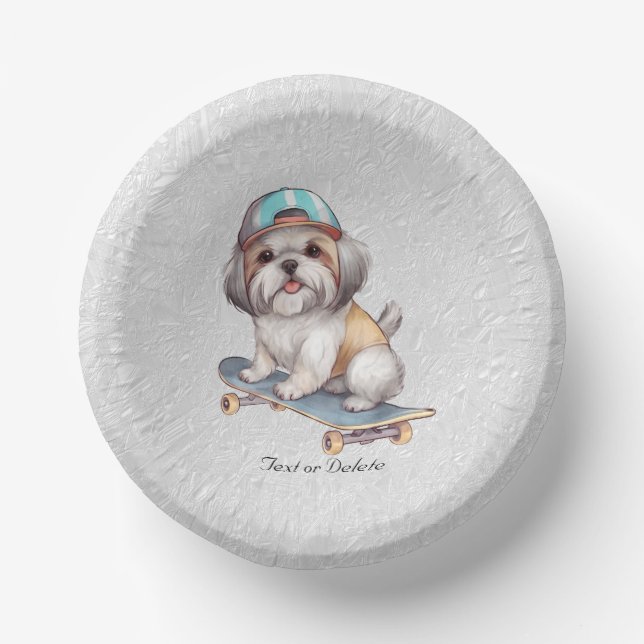 Wasserfarbe Shih Tzu Papier Bowl Pappteller (Vorderseite)