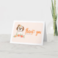 Wasserfarbe Shih Tzu und Peach Blume Hund Geburtst