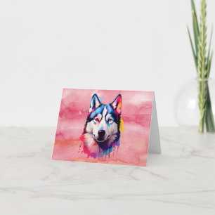Wasserfarbe Sibirische Husky Farben Kunst Dankeskarte