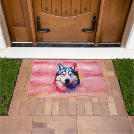 Wasserfarbe Sibirische Husky Farben Kunst Fußmatte