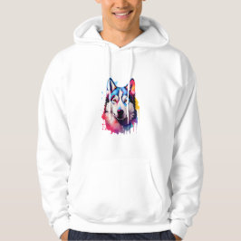 Wasserfarbe Sibirische Husky Farben Kunst Hoodie