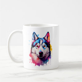 Wasserfarbe Sibirische Husky Farben Kunst Kaffeetasse