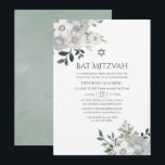 Wasserfarbe Silber Sage Floral Bat Mitzvah Einladung<br><div class="desc">Trendy silberne Salbei florale Fledermaus mitzvah laden zu Ihren Veranstaltung Besonderheiten. Gutschrift an chocolatesquestudio.</div>
