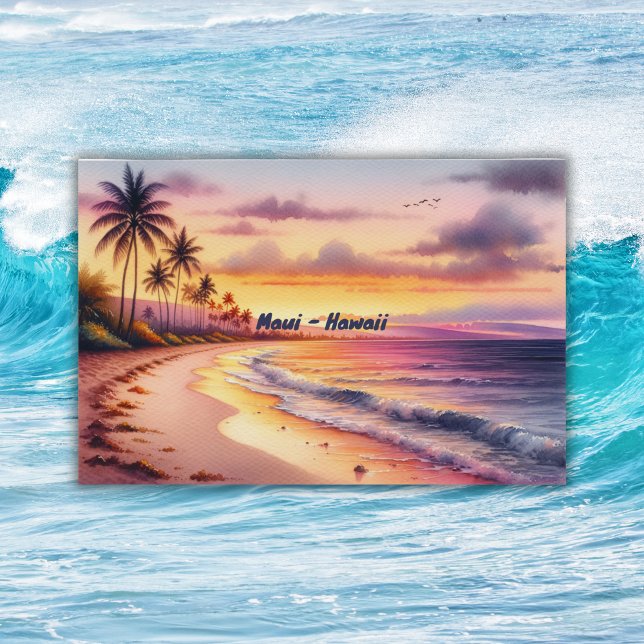 Wasserfarbe Sketch Maui Hawaii farbenfroh | Poster (Von Creator hochgeladen)