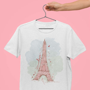 Wasserfarbe Sketchy Doodle Eiffel Tower T-Shirt