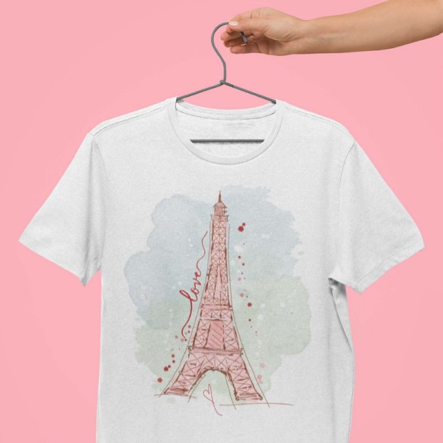 Wasserfarbe Sketchy Doodle Eiffel Tower T-Shirt (Von Creator hochgeladen)