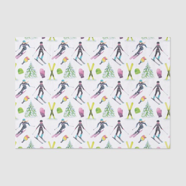 Wasserfarbe Skifahren Seidenpapier (Vorderseite)
