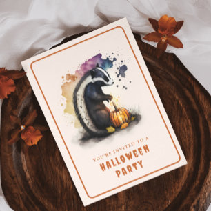 Wasserfarbe Skunk Halloween Einladungskarte Einladung