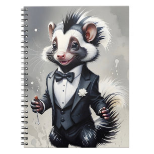 Wasserfarbe Skunk Tuxedo Schwarze Krawatte Weiße B Notizblock