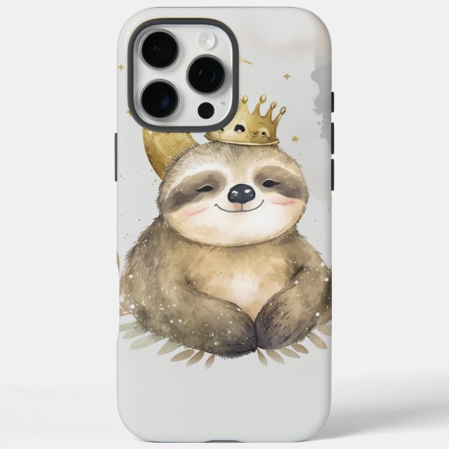Wasserfarbe Sloth Moon Crown Case-Mate iPhone Hülle (Rückseite)