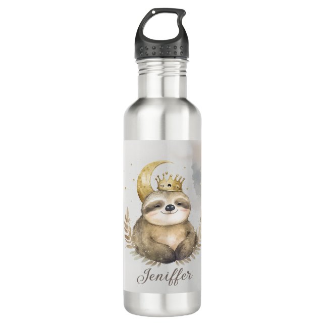 Wasserfarbe Sloth Moon Crown Edelstahlflasche (Vorderseite)