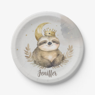 Wasserfarbe Sloth Moon Crown Pappteller
